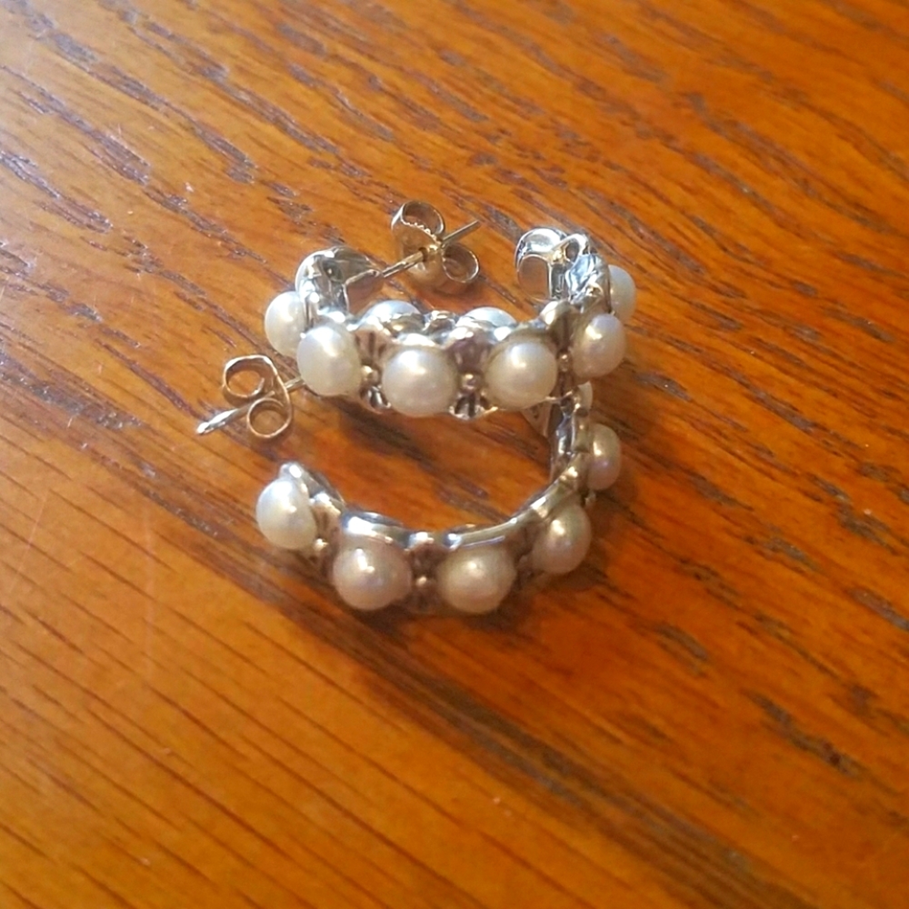 Vintage Cultured Pearl Hoops